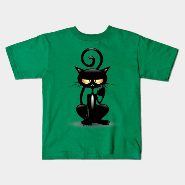 Black kitty Kids T-Shirt by BluedarkArt